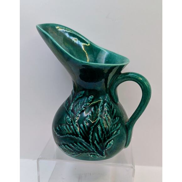 Green Ceramic Jug By Tacoma Potter Virginia Weaver Washington State 5" Evergreen - Picture 1 of 5
